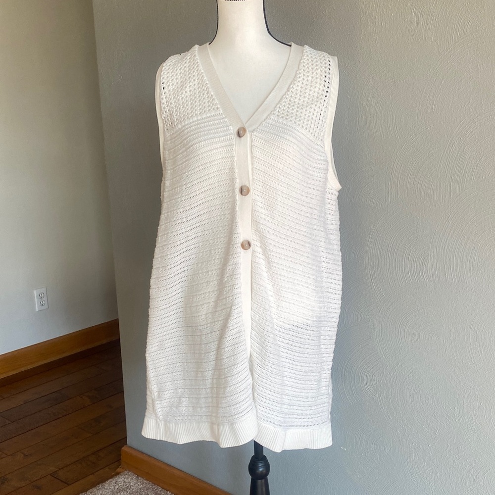 Banana Republic Women's Janie Knit Cotton Sweater Vest Button Size XXL - Picture 3 of 8